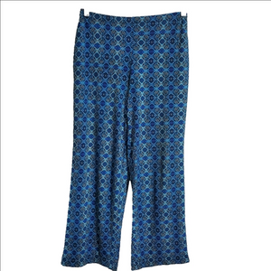 Attitudes by Renee Blue Diamond High Rise Wide Leg Pull On Pants Size Medium